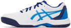 Asics White & Blue Gel-Dedicate 7 Sneakers