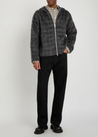 Our Legacy Hooded Checked Brushed Knit Jumper Plum
