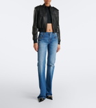Gucci Feather-trimmed jersey crop top