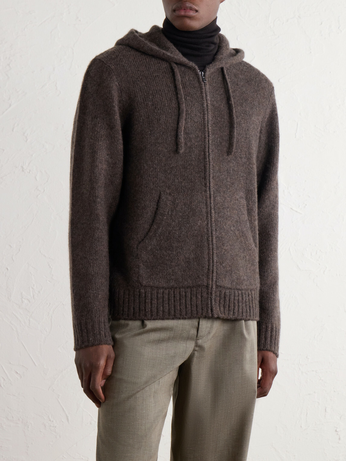 James Perse - Ribbed Cashmere Zip-Up Hoodie - Brown