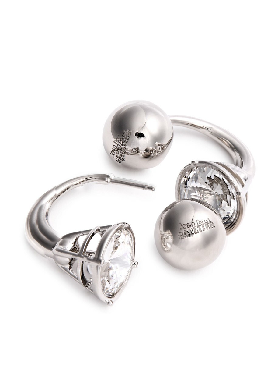 Jean Paul Gaultier Crystal-embellished Hoop Earrings - Silver - One Size