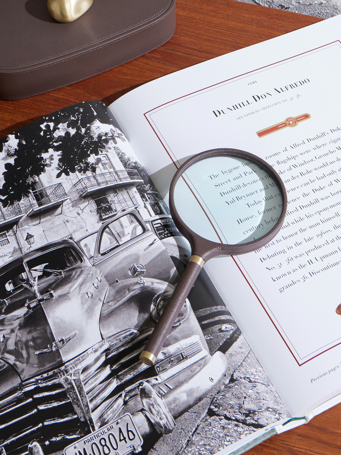 Assouline - Archival Brass and Pebble-Grain Leather Magnifying Glass - Brown