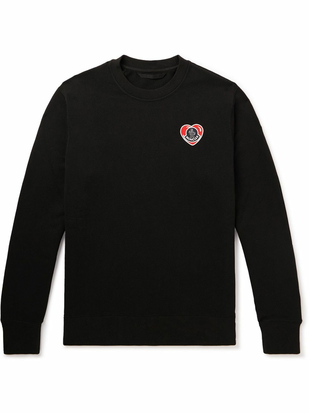 Photo: Moncler - Logo-Appliquéd Cotton-Jersey Sweatshirt - Black