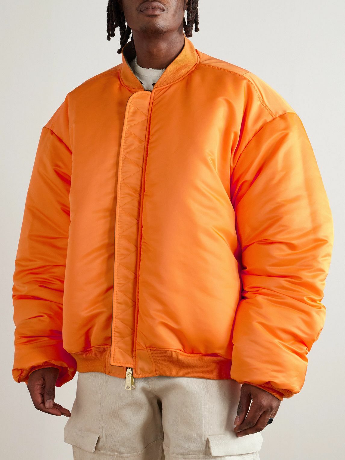 VETEMENTS - Oversized Leather Bomber Jacket - Green
