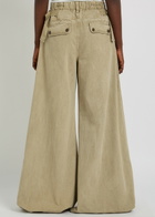 Free People Julien Wide-leg Cotton-twill Chino Trousers Khaki