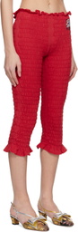 Conner Ives Red Shirred Capri Trousers