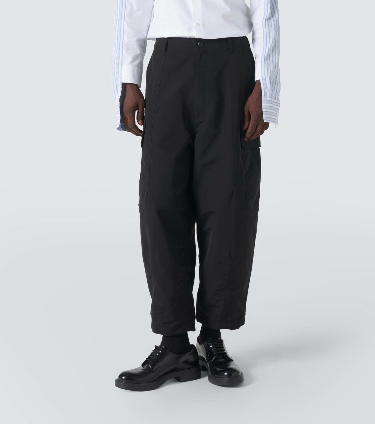 Comme des Garçons Homme Cotton-blend grosgrain barrel-leg pants