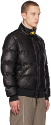 Parajumpers Black Alf Leather Puffer Jacket