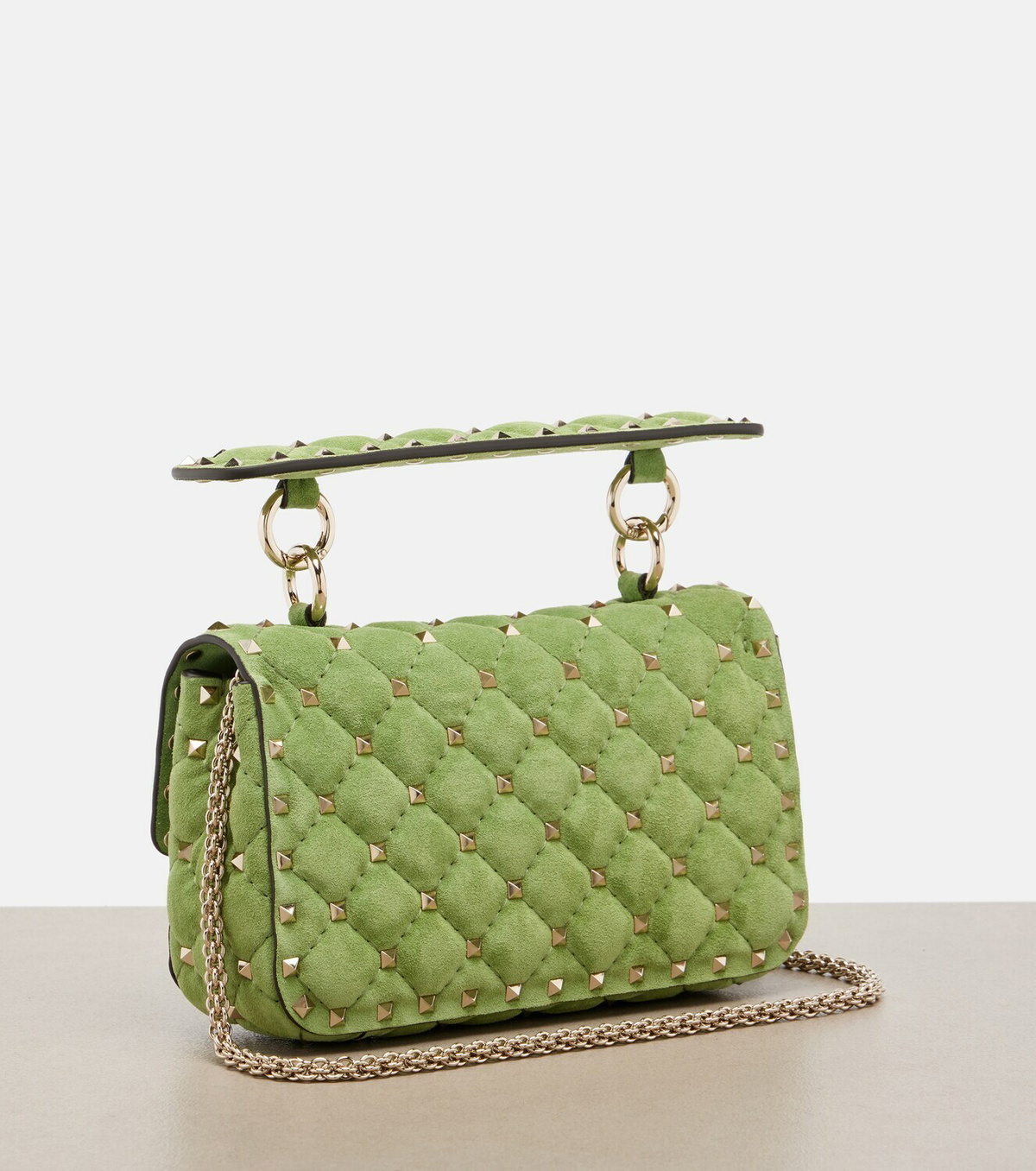 Valentino Garavani Rockstud Spike Small suede top-handle bag