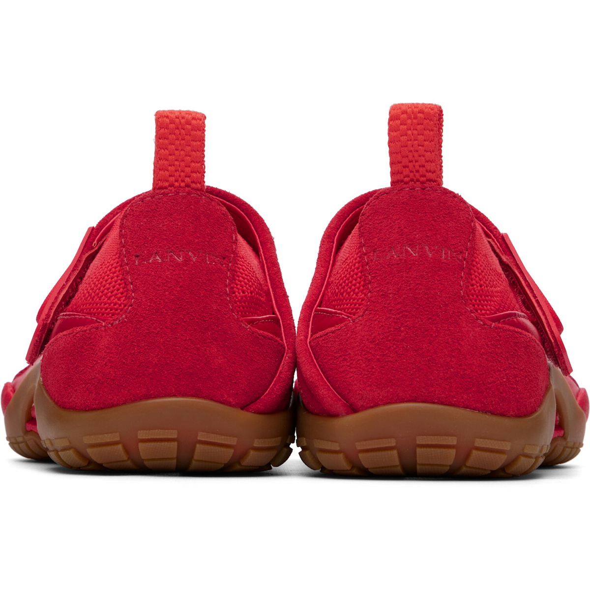 Lanvin Red LNV1 Knit & Suede Sneakers