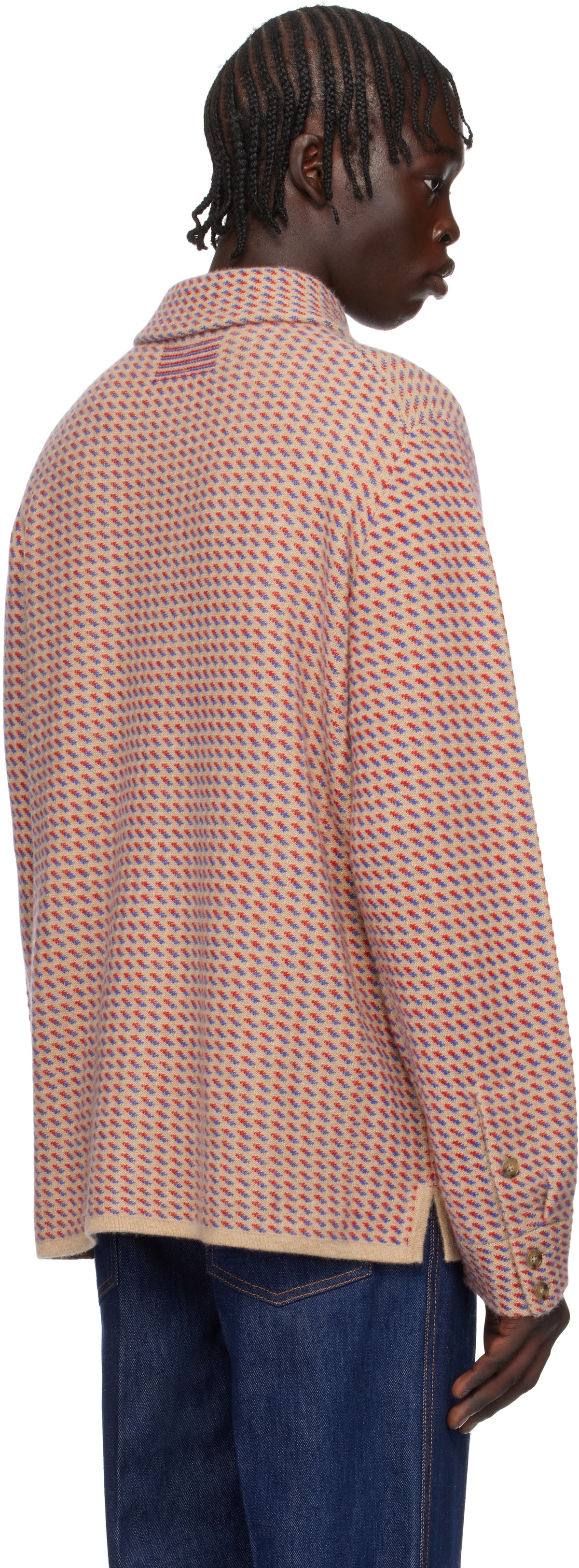 Guest in Residence Beige & Red Tweed Work Overshirt