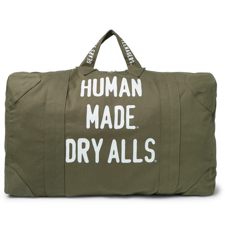 Photo: Human Made - Printed Cotton-Canvas Holdall - Army green