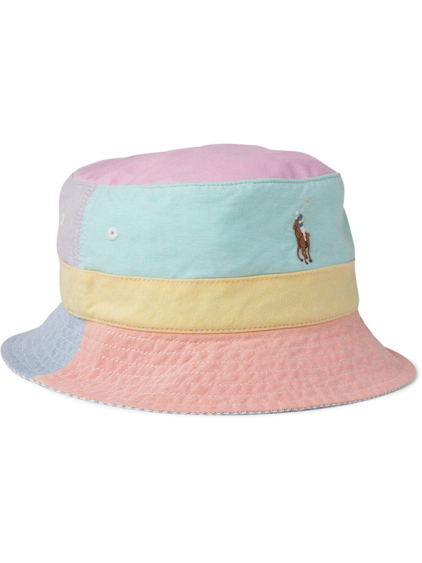 Photo: POLO RALPH LAUREN - Logo-Embroidered Colour-Block Cotton-Canvas Bucket Hat - Multi - S/M