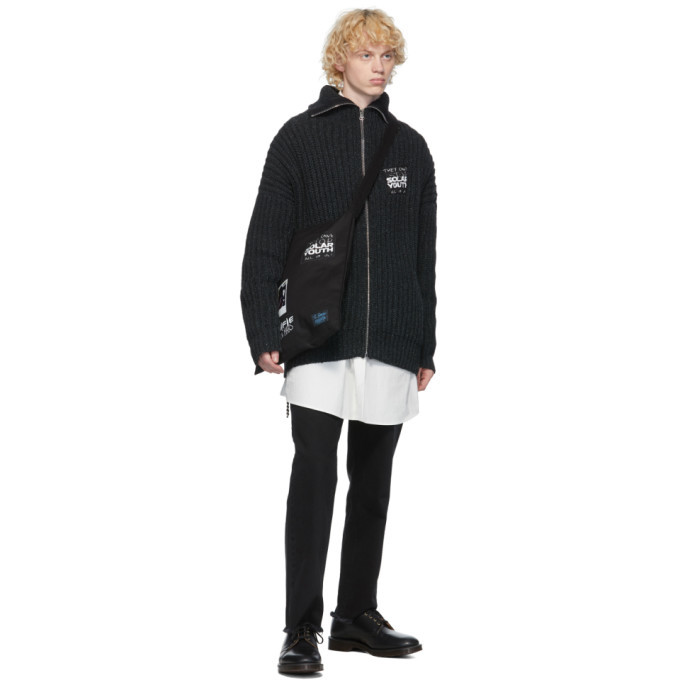 Raf Simons Black Cropped Zippered Jeans Raf Simons