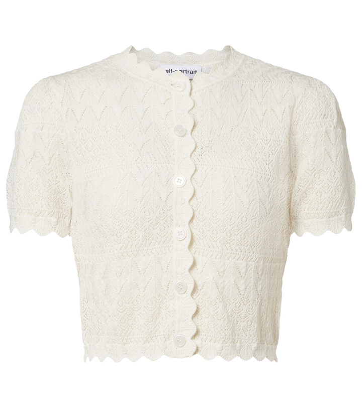 Photo: Self-Portrait Pointelle cropped cardigan