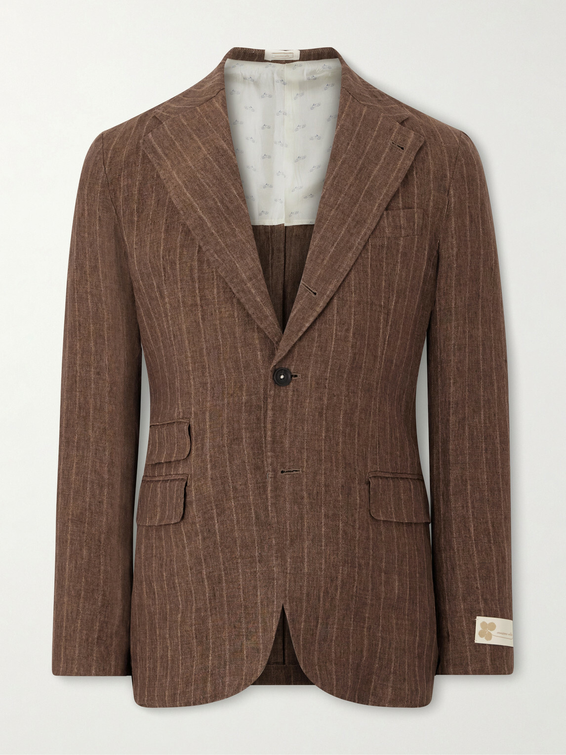 Massimo Alba - Pinstriped Linen Blazer - Brown