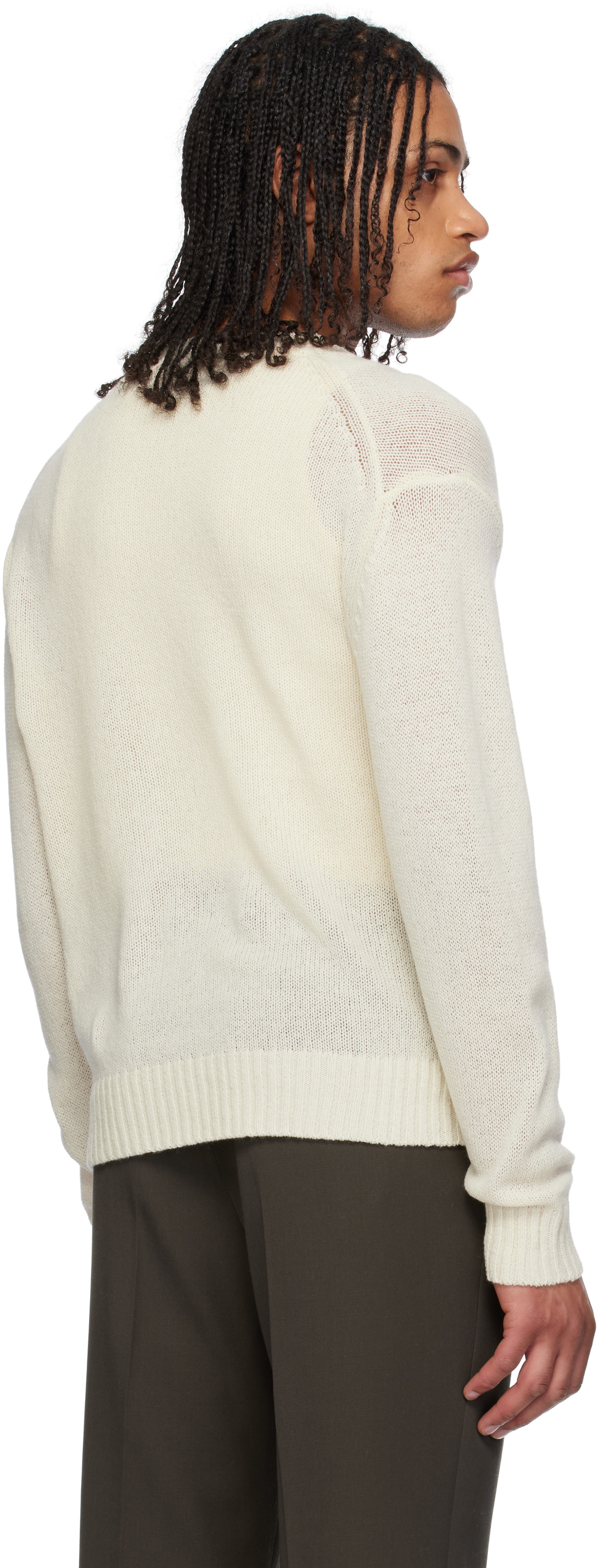 AURALEE Off-White Summer Cashmere Knit V-Neck Sweater Auralee