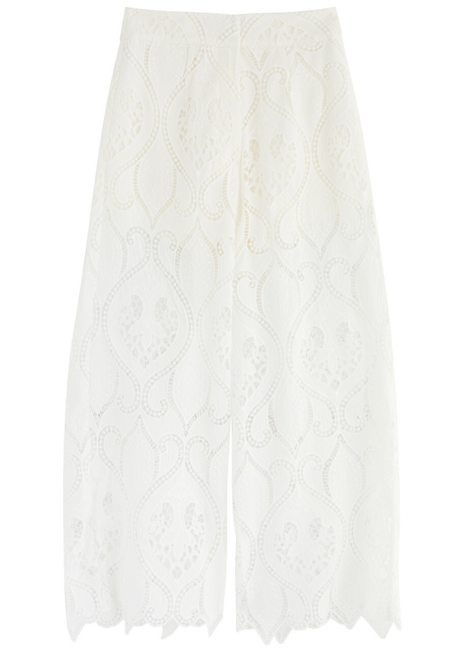 Lug Von Siga Karia Broderie Anglaise Cropped Trousers Off White