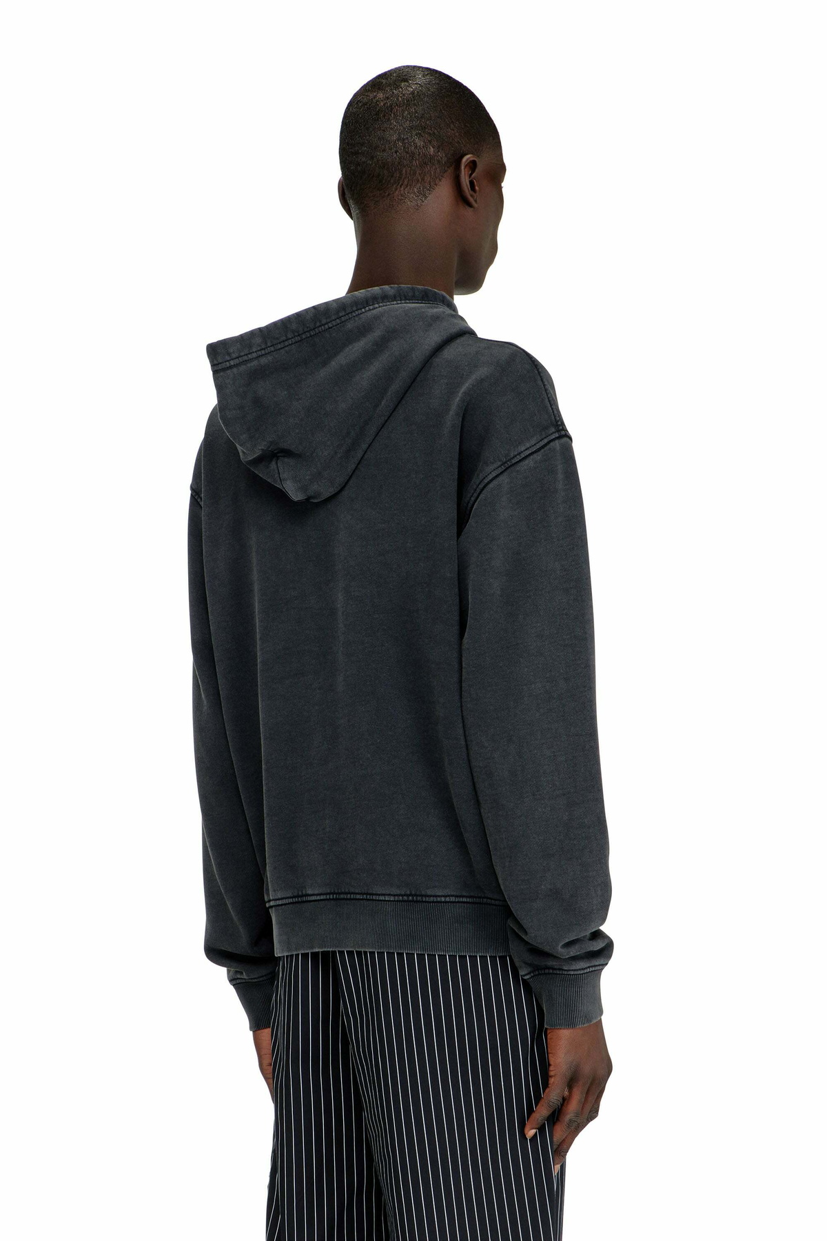 Diesel Printed hoodie with rhinestone studs - Sweaters Mens in Grey
