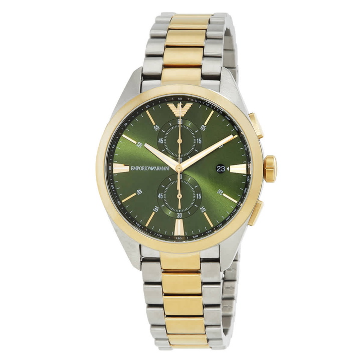 Photo: Emporio Armani Chronograph Quartz Green Dial Two-Tone Mens Watch AR11511
