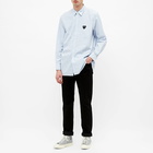 Comme des Garçons Play Men's Black Heart Multi Stripe Shirt in Light Blue/White/Grey