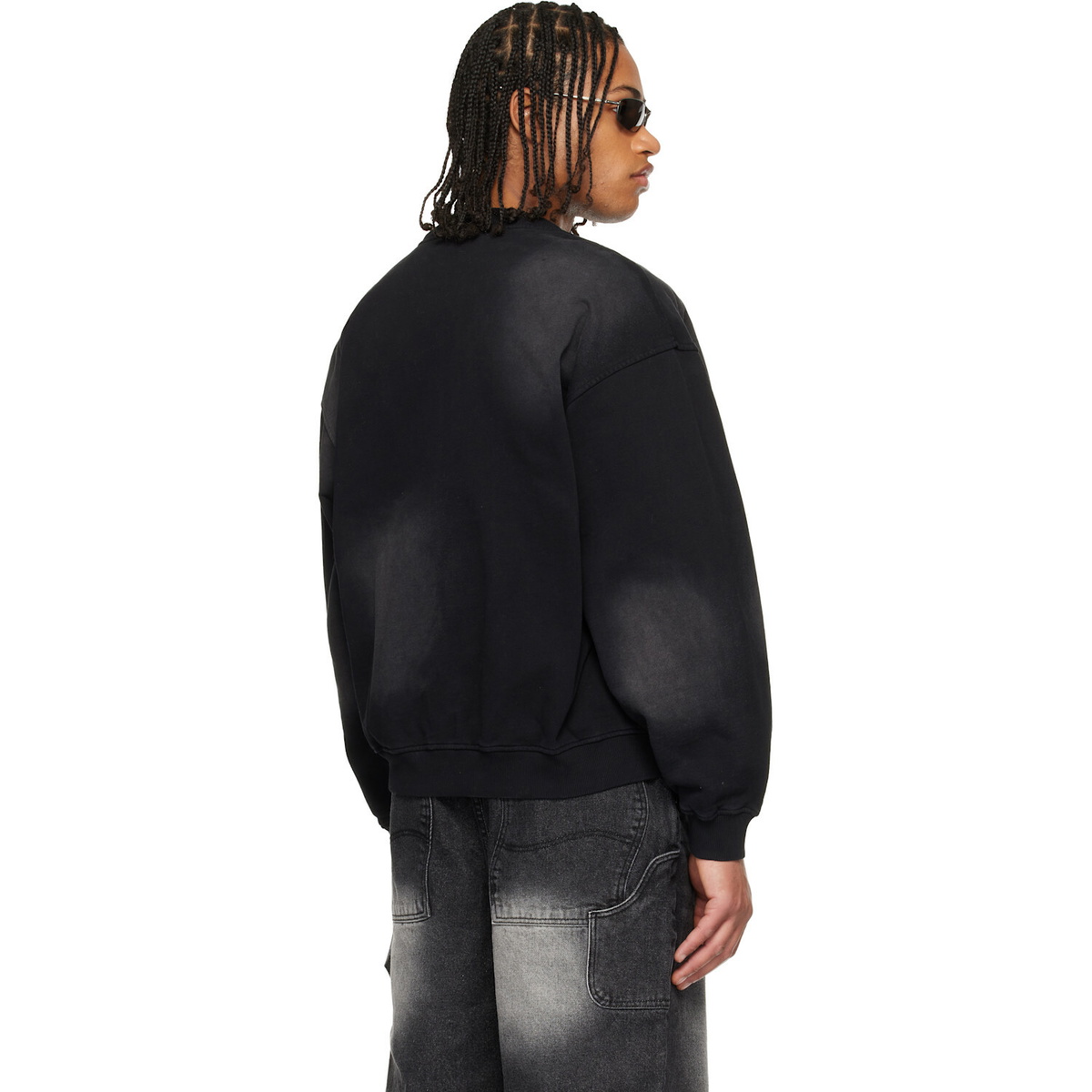 Dime Black Faded Fleece Bomber Jacket