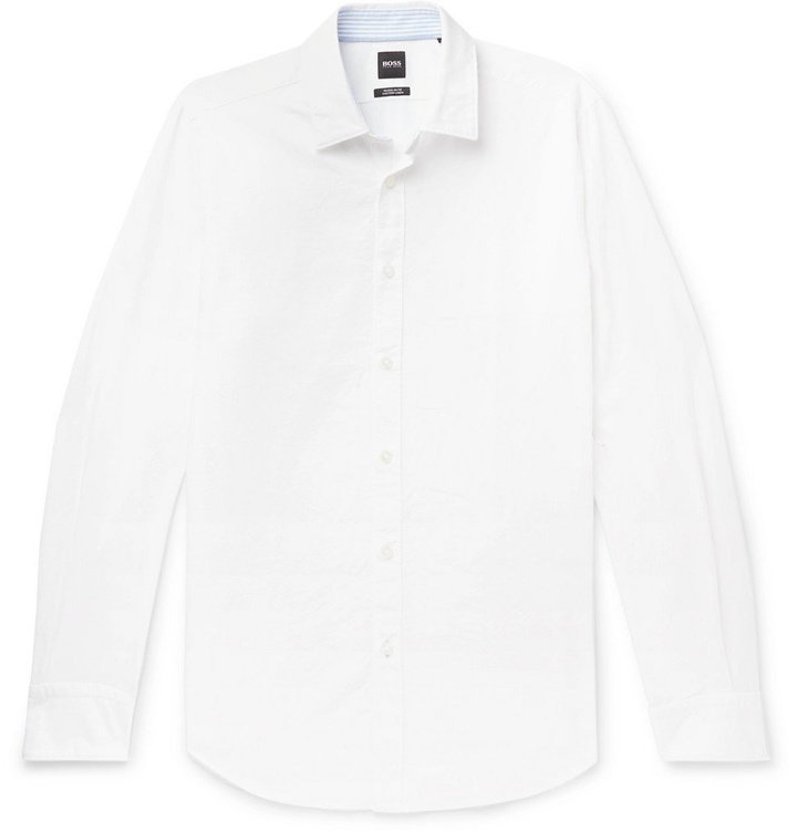 Photo: Hugo Boss - Lukas Cotton and Linen-Blend Shirt - White