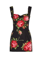 Dolce & Gabbana Floral-print Cotton-poplin Mini Dress Black