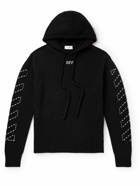 Off-White - Logo-Embroidered Cotton-Blend Hoodie - Black