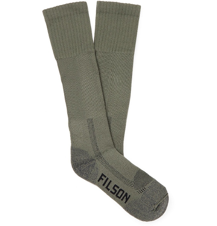 Photo: Filson - Logo-Intarsia Stretch-Knit Socks - Green