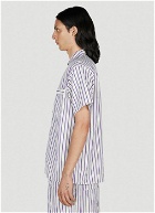 Tekla - Lido Stripe Short Sleeve Pyjama Shirt in Purple