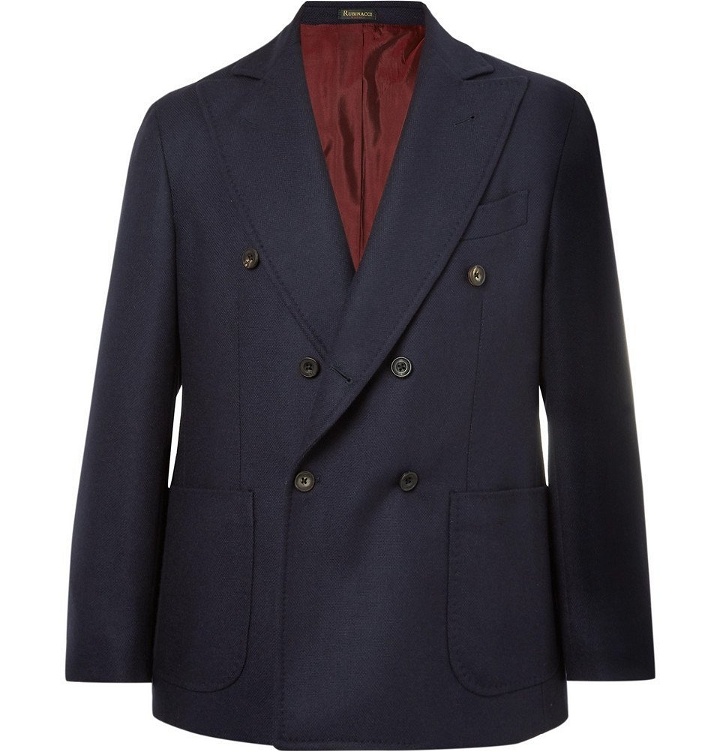 Photo: Rubinacci - Navy Double-Breasted Unstructured Wool and Cashmere-Blend Blazer - Men - Navy