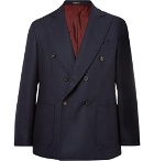 Rubinacci - Navy Double-Breasted Unstructured Wool and Cashmere-Blend Blazer - Men - Navy
