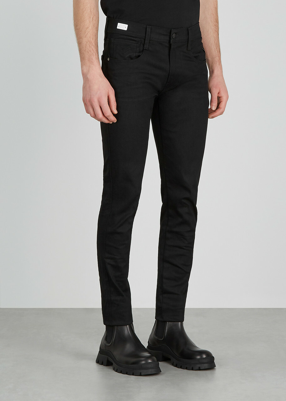 Replay Anbass Hyperflex Slim-leg Jeans Black