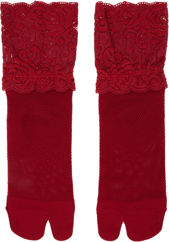 Photo: YOHJI YAMAMOTO Red Mesh/Lace Tabi Socks