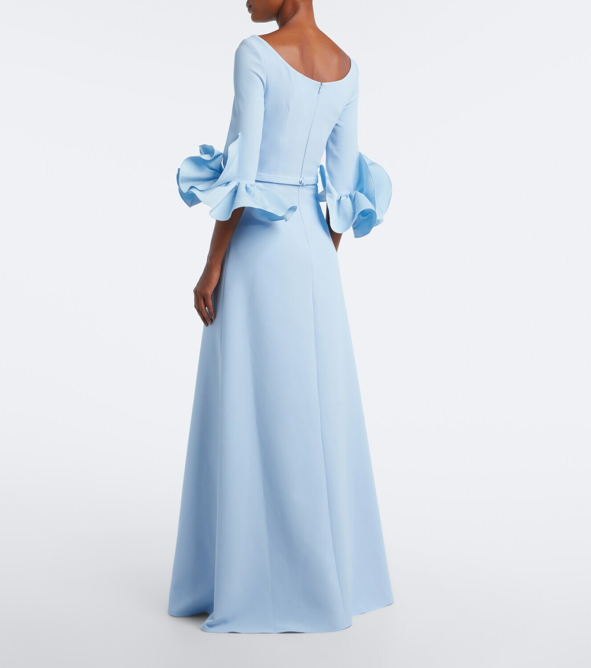 Safiyaa Belisa belted ruffled crêpe gown