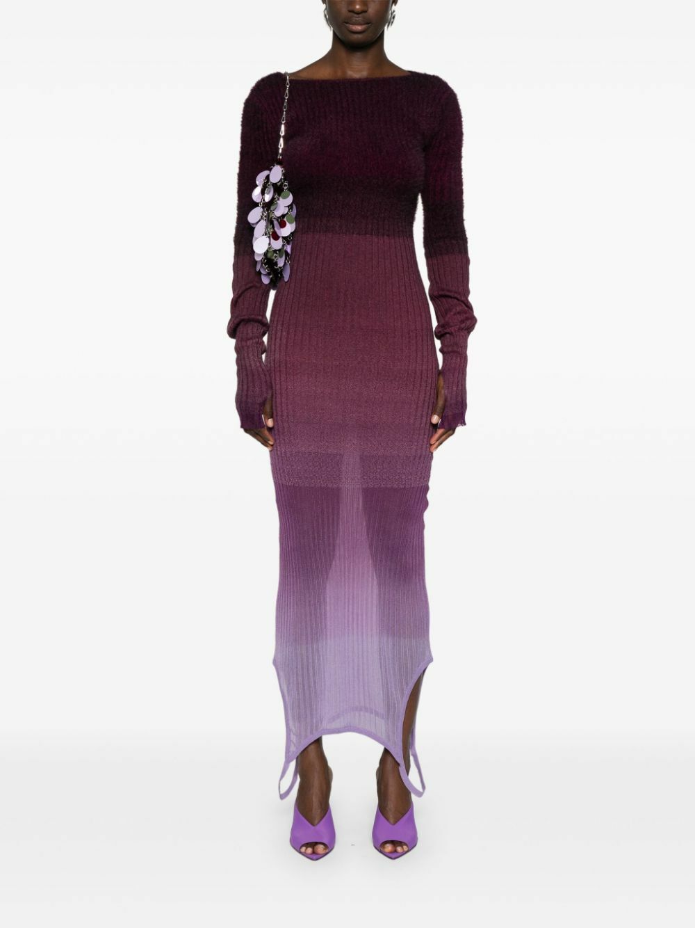 The Attico Purple Gradient-Effect Knitted Convertible Dress The Attico The Attico Purple Gradient-Effect Knitted Convertible Dress The Attico