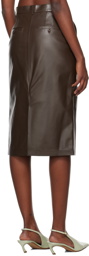 Lanvin Brown Straight Leather Midi Skirt