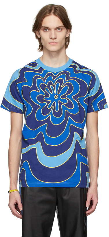 Photo: Marni Blue & Yellow Floral Logo T-Shirt