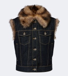 Fendi Shearling-trimmed denim vest