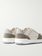 Brunello Cucinelli - Suede-Trimmed Full-Grain Leather Sneakers - White