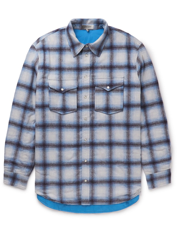 Photo: Isabel Marant - Ruddy Checked Wool-Blend Flannel Overshirt - Blue