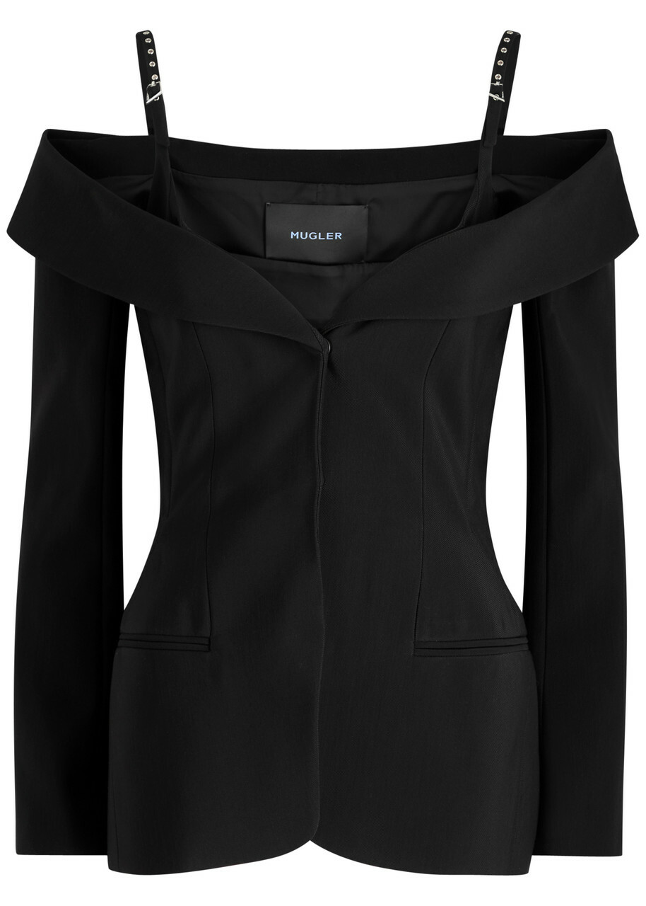 Mugler Black Sculptured Scuba Jacket Mugler