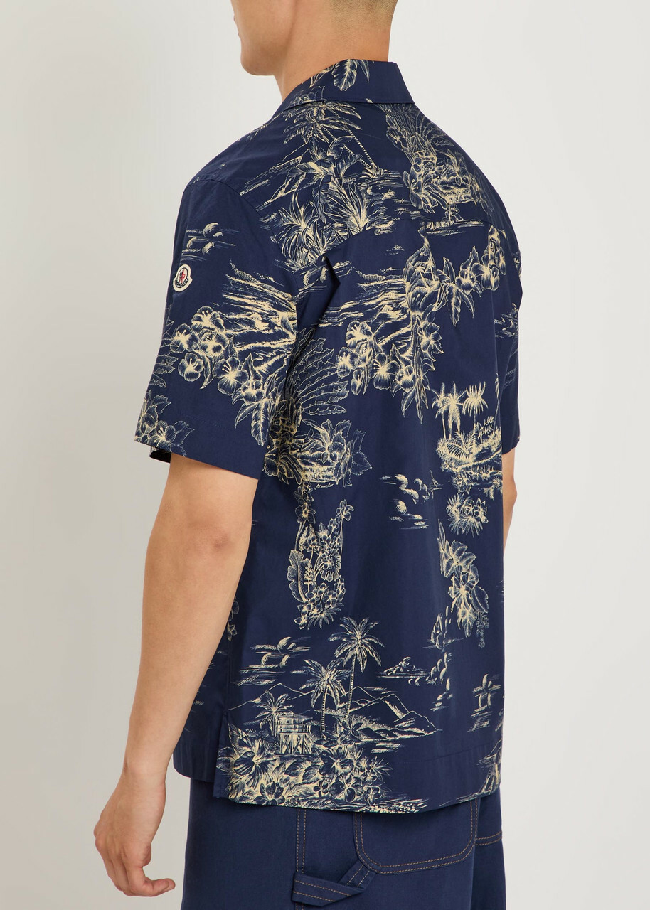 Moncler Printed Cotton-poplin Shirt Navy