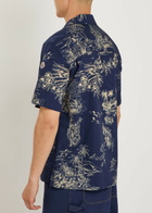 Moncler Printed Cotton-poplin Shirt Navy