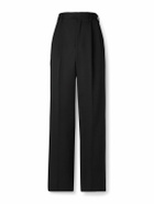 CELINE - Jazz Wide-Leg Pleated Wool-Twill Trousers - Black