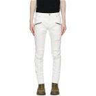 Balmain White Jacquard Zip Slim Jeans