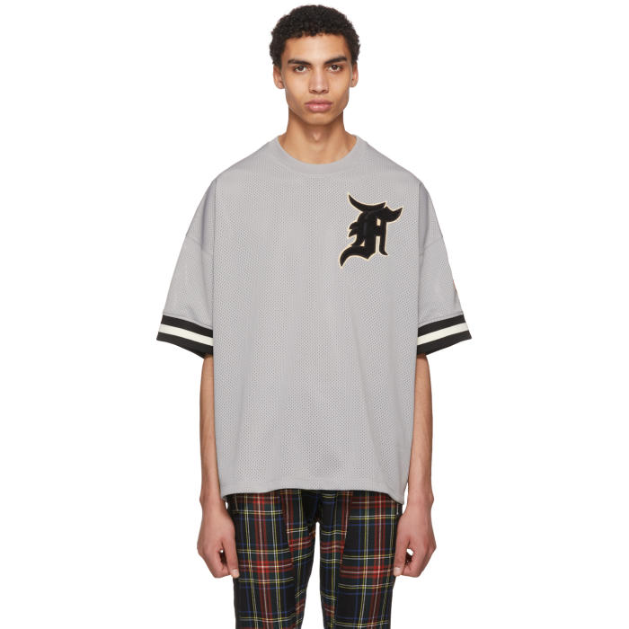 Fear of God Grey Mesh Away Baseball Jersey T-Shirt