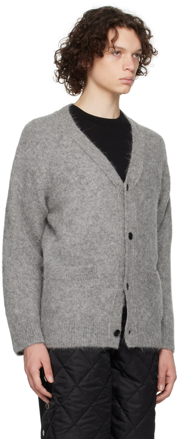 System Gray Y-Collar Cardigan