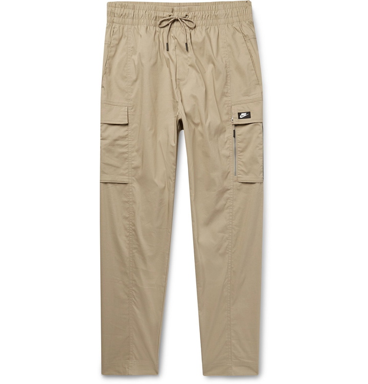 Photo: Nike - Tapered Stretch Cotton-Blend Cargo Trousers - Neutrals